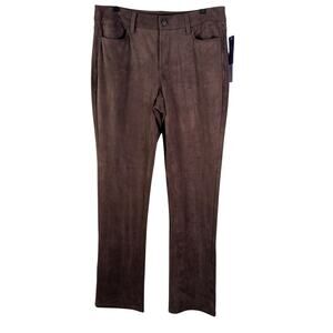 NWT NYDJ Women's Brown Polyester Blend Stretch Mid Rise Skinny Pant Size 10